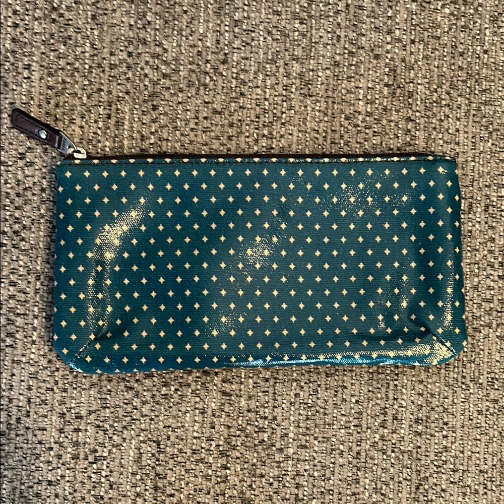 Fossil Teal and white Diamond cosmetic bag
